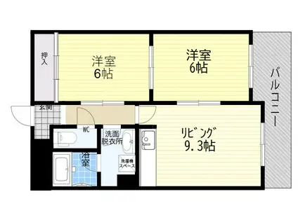 アルトピノ姫島(2LDK/7階)の間取り写真