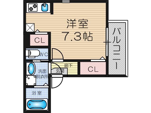CLARO AQUA歌島(ワンルーム/3階)の間取り写真