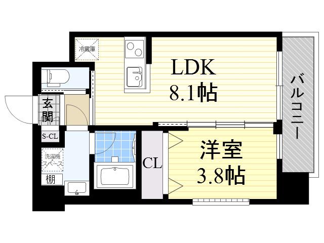 エスタート御幣島(1LDK/2階)の間取り写真