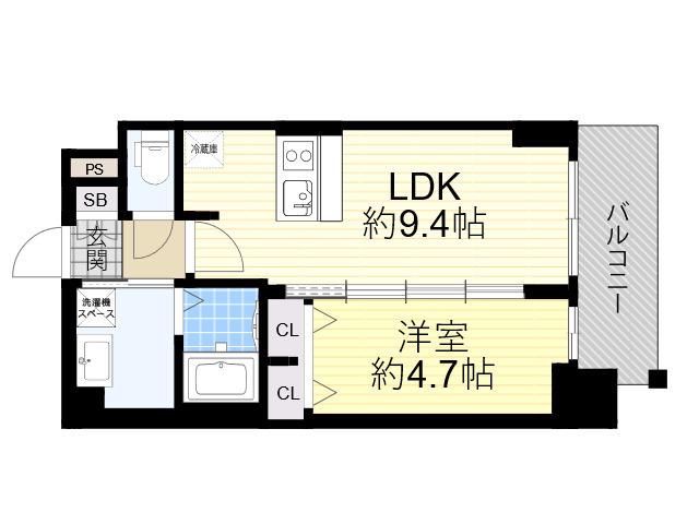 プレサンス新大阪ジェイズ(1LDK/3階)の間取り写真