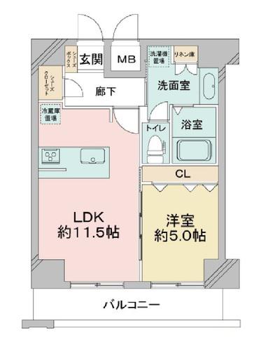 DIMUS新大阪(1LDK/9階)の間取り写真