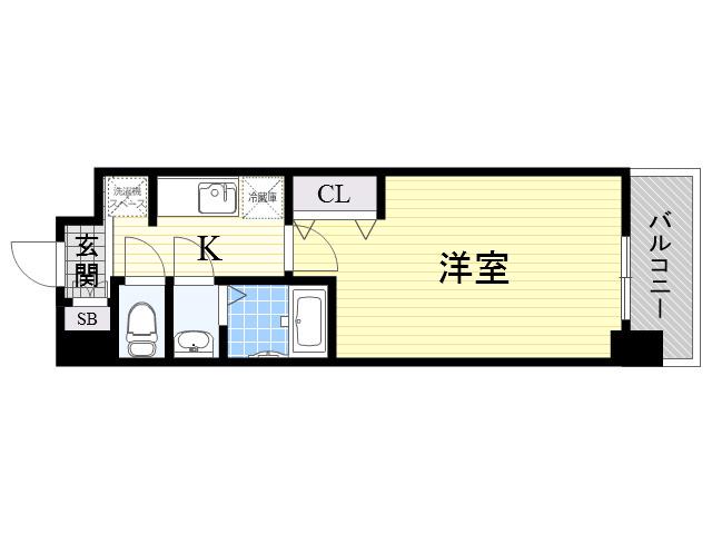 ラグゼ東三国α(1K/3階)の間取り写真