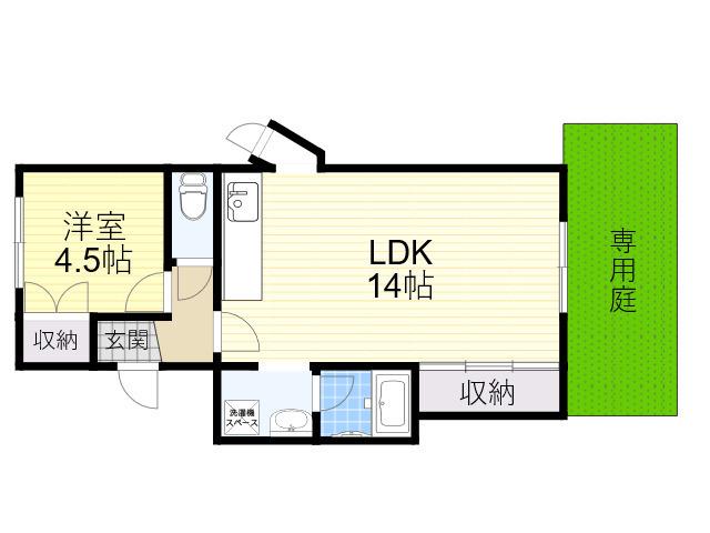 成起マンション(1LDK/1階)の間取り写真
