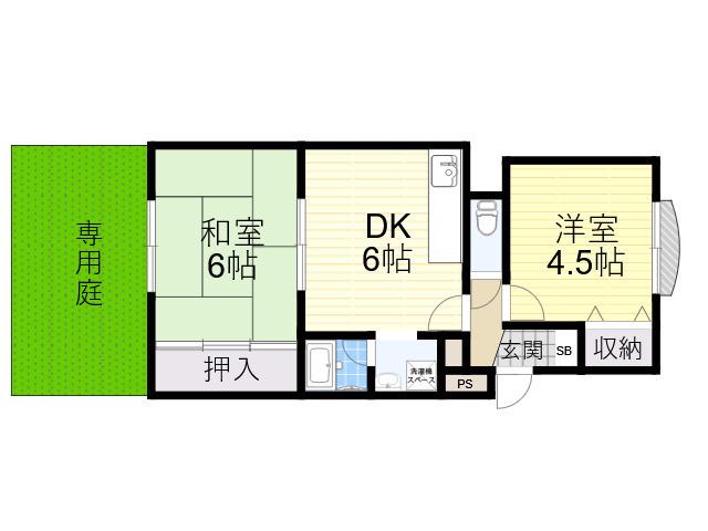 成起マンション(2DK/1階)の間取り写真