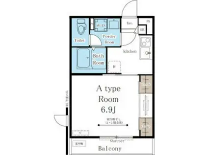 プリムール ヴィラ(1K/2階)の間取り写真