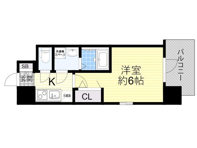 エスリードレジデンス大阪ウエスト(1K/3階)の間取り写真