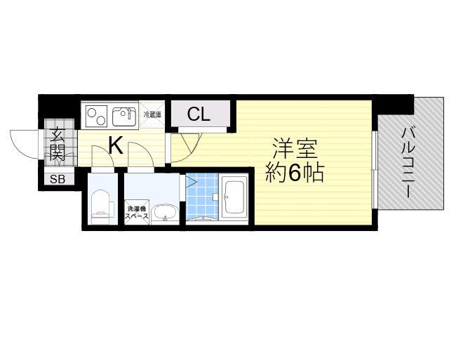 エスリードレジデンス大阪ウエスト(1K/3階)の間取り写真