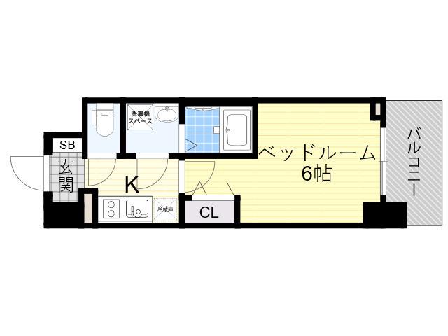 エスリードレジデンス大阪グランノースⅠ(1K/9階)の間取り写真