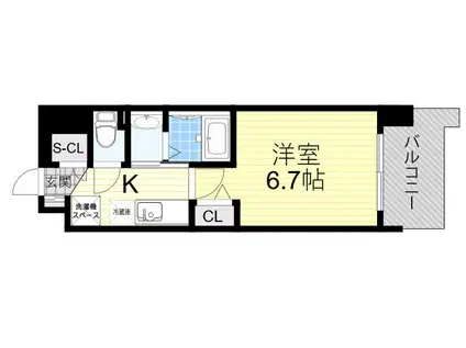 ラグゼ三国駅前(1K/9階)の間取り写真