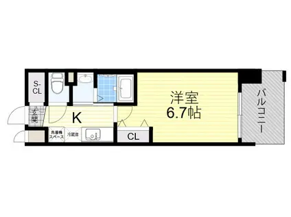 ラグゼ三国駅前(1K/9階)の間取り写真