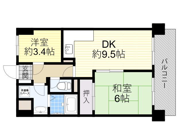 ライオンズマンション西淀川(2DK/2階)の間取り写真