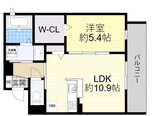 CASA FIORIRE 三社(1LDK/3階)の間取り写真
