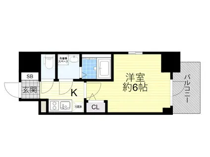 エスリードレジデンス大阪ウエストコート(1K/4階)の間取り写真