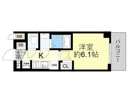 プレサンス東三国駅前グランクラス(1K/2階)の間取り写真