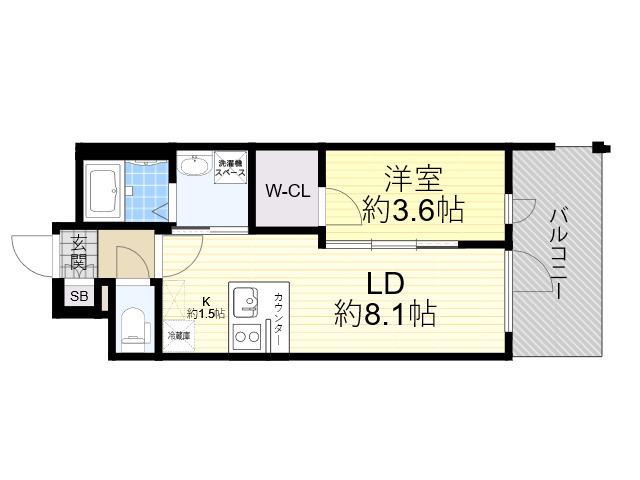 ファーストフィオーレ塚本リベルテ(1LDK/6階)の間取り写真