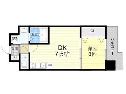 ATTIRANT西三国(1DK/5階)の間取り写真