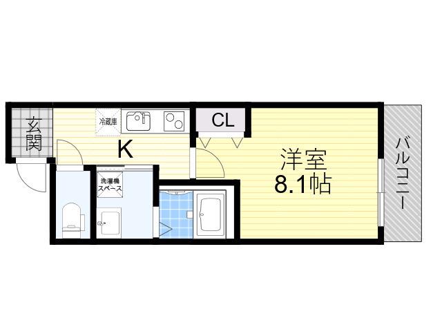 フジパレス出来島ウエスト1番館(1K/2階)の間取り写真