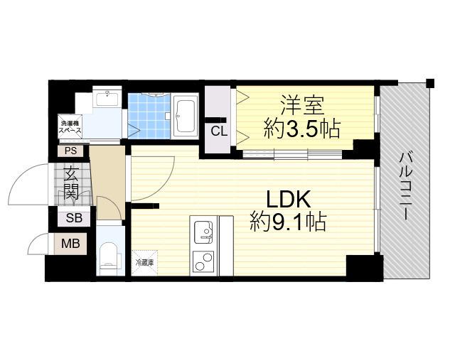 プレサンス塚本ベラビィ(1LDK/14階)の間取り写真