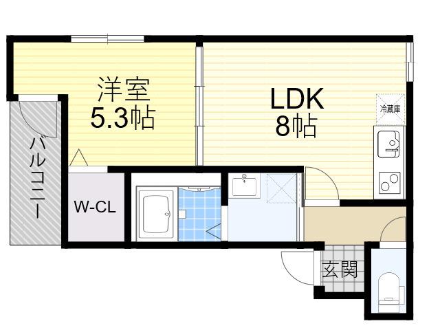 フジパレス出来島ウエスト2番館(1LDK/1階)の間取り写真