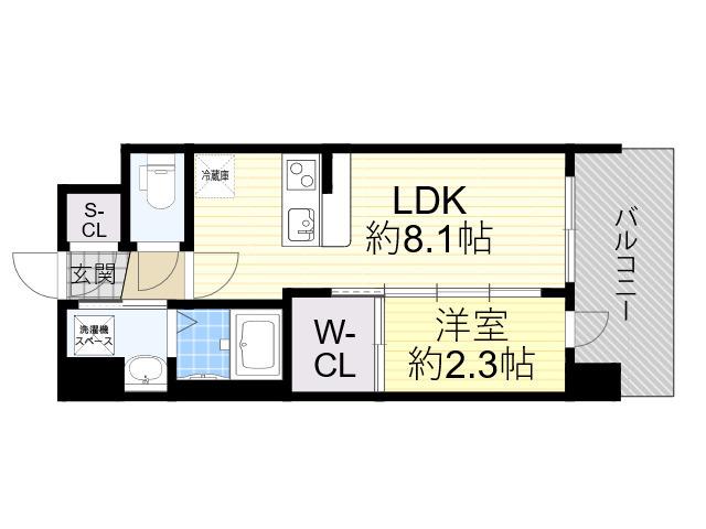 セレニテ十三ミラク(1LDK/7階)の間取り写真