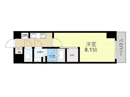 ザ・パークハビオ塚本(1K/13階)の間取り写真