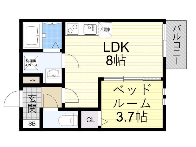 REGIES姫島Ⅰ(1LDK/2階)の間取り写真