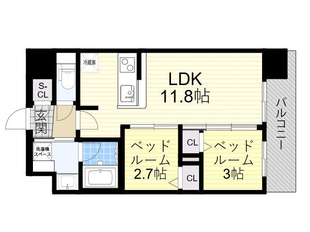 アーバングランデ新大阪(2LDK/7階)の間取り写真