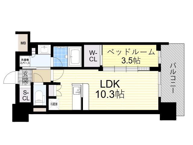 コンフォリア新大阪宮原Q(1LDK/6階)の間取り写真
