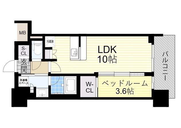 コンフォリア新大阪宮原Q(1LDK/13階)の間取り写真