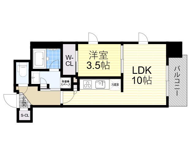 シーズンフラッツ新大阪(1LDK/6階)の間取り写真