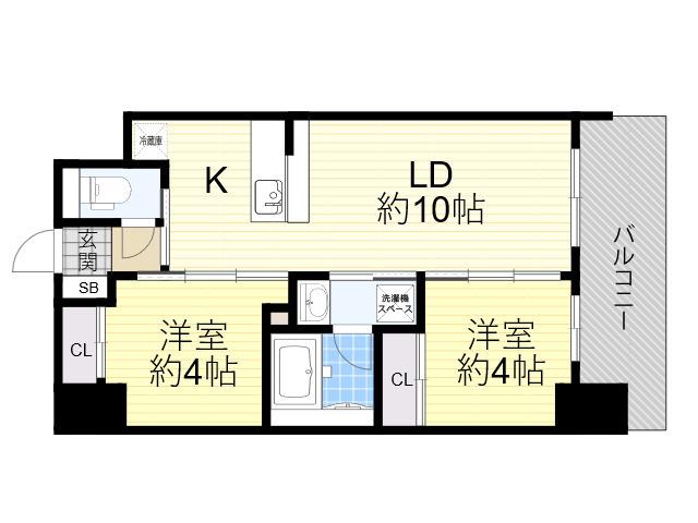 セレニテフラン新大阪(2LDK/5階)の間取り写真