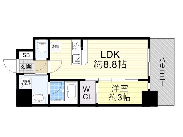 セレニテ新大阪グランデ シュッド(1LDK/7階)の間取り写真