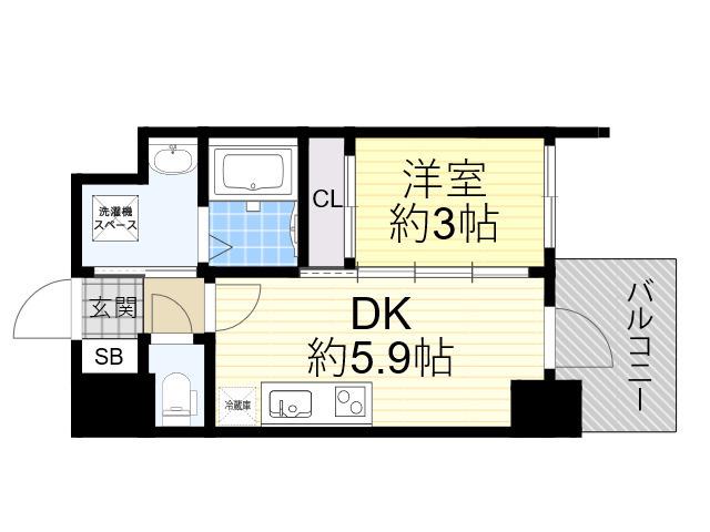 セレニテ新大阪グランデ シュッド(1DK/12階)の間取り写真