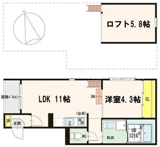 グランデュオSATO(1LDK/1階)の間取り写真