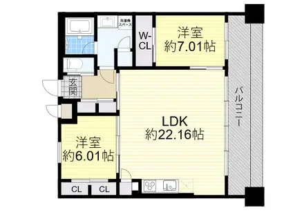 プレジオ東三国(2LDK/8階)の間取り写真