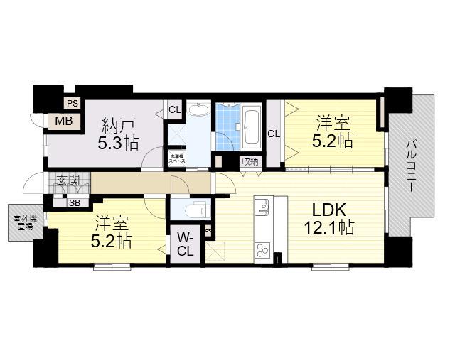 スプランディッド大阪NAMBA LINE(2SLDK/4階)の間取り写真