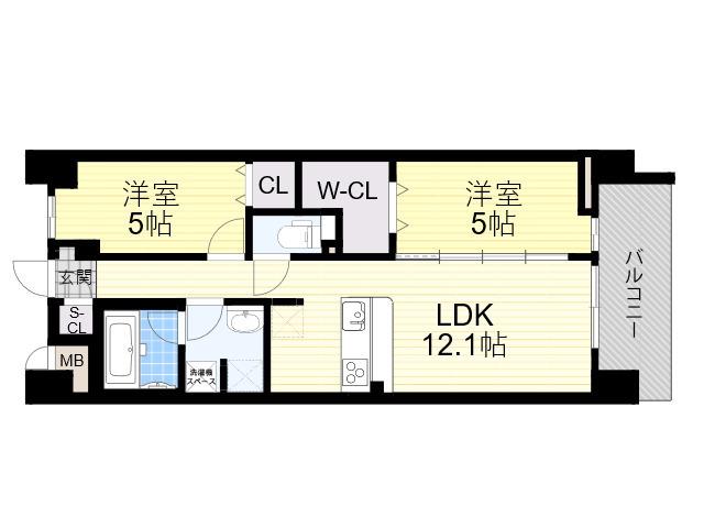 スプランディッド大阪NAMBA LINE(2LDK/7階)の間取り写真