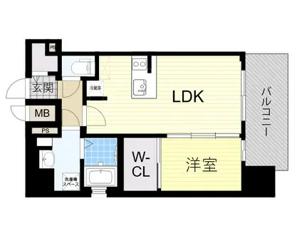 レジュールアッシュOSAKAGATEWAY(1LDK/13階)の間取り写真