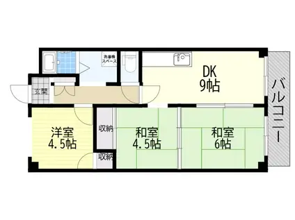 ヒシヒラ・リバーハイツ(3DK/3階)の間取り写真