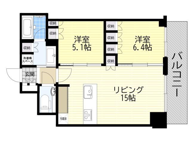 ジオタワー大阪十三(2LDK/28階)の間取り写真