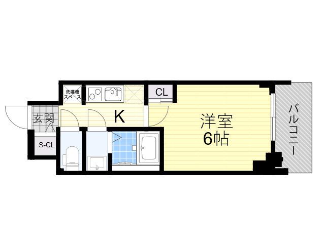 プランドール新北野(1K/4階)の間取り写真