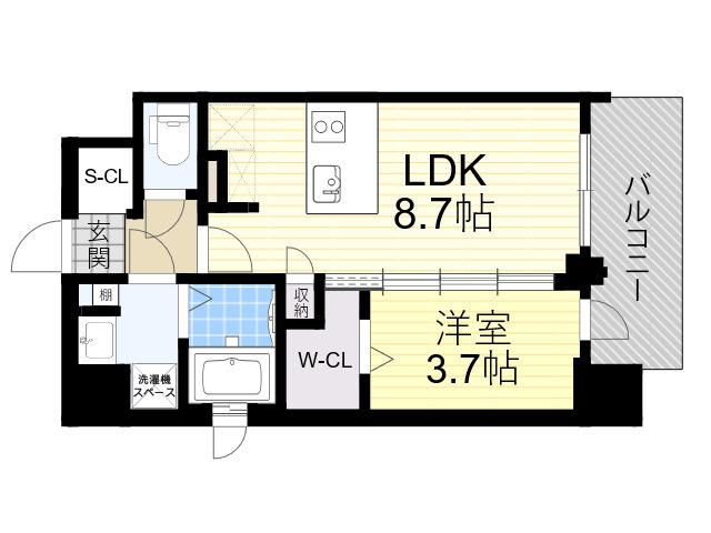 プランドール新北野(1LDK/4階)の間取り写真