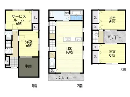 阪神本線 姫島駅 徒歩5分 3階建 築10年(3SLDK)の間取り写真
