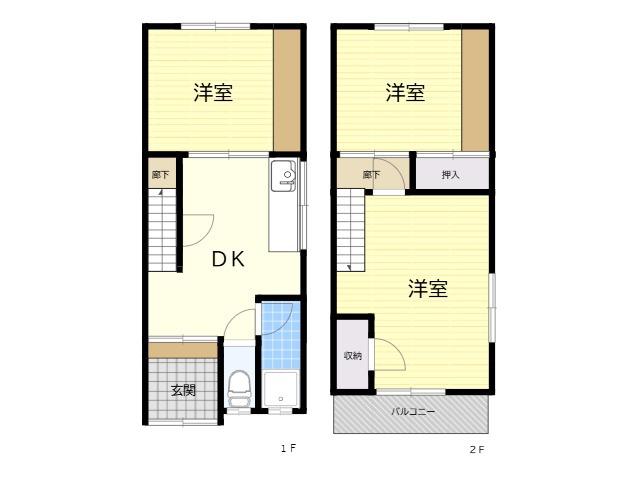 刀根山6丁目貸家(3DK)の間取り写真