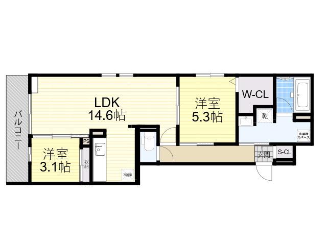 クラシスト三津屋南(2LDK/3階)の間取り写真