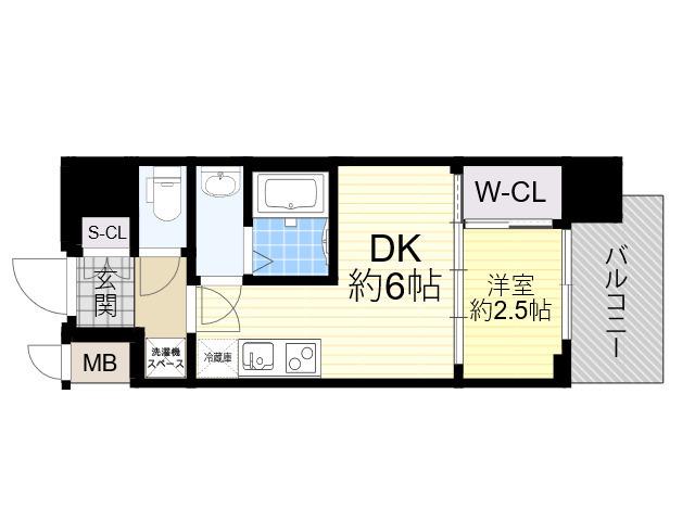 プレリスNEO大阪十三エルヴィオン(1DK/3階)の間取り写真