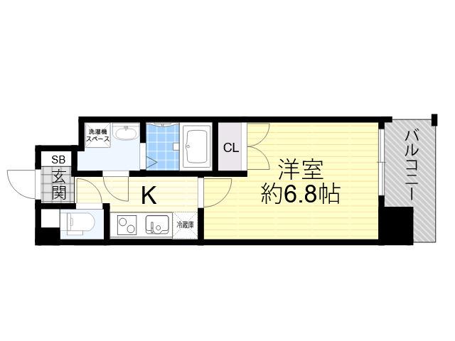 LIVE FLAT TSUKAMOTO(1K/6階)の間取り写真