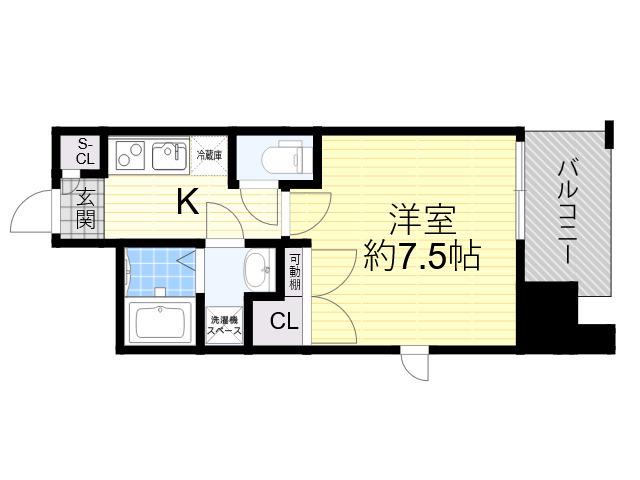 LIVE FLAT TSUKAMOTO(1K/8階)の間取り写真