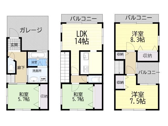 阪急宝塚本線 十三駅 徒歩5分 3階建 築19年(4LDK)の間取り写真