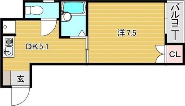 レジデンス大和II(1DK/4階)の間取り写真